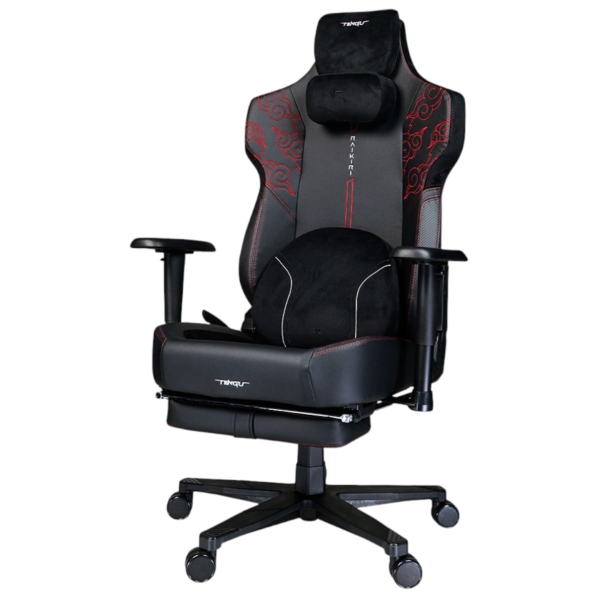 เก้าอี้เกมมิ่ง พร้อมที่พักเท้า TENGUGAMINGGEARS รุ่น RAIKIRI(CH-RK-RDF) สีแดง_0